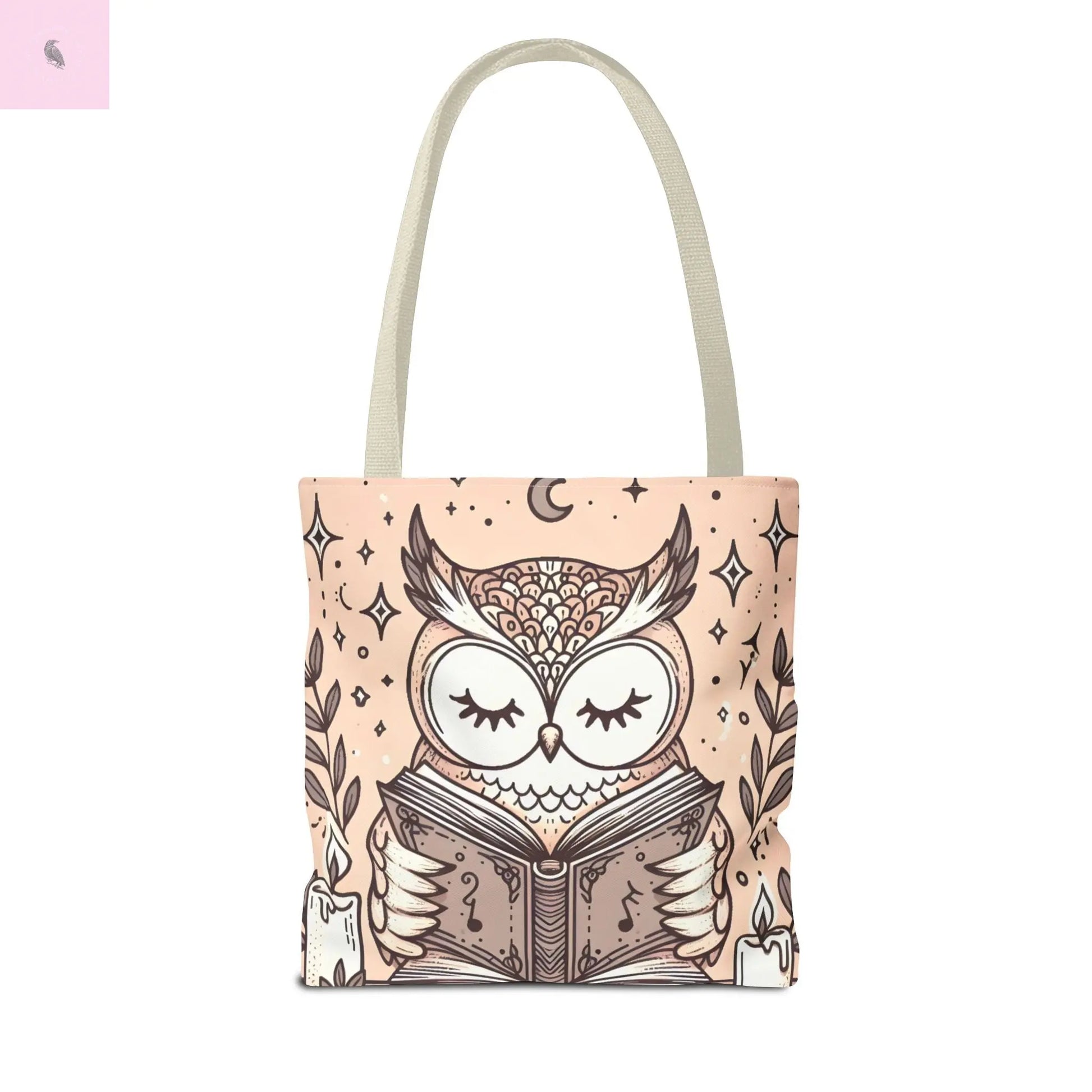 Reading lover  Owl Tote Bag, Cute Animal Tote, Book Lover Gift, AOP Shopping Bag, Owl Art Bag, Eco-Friendly Carryall, gift for reader The flirty crow