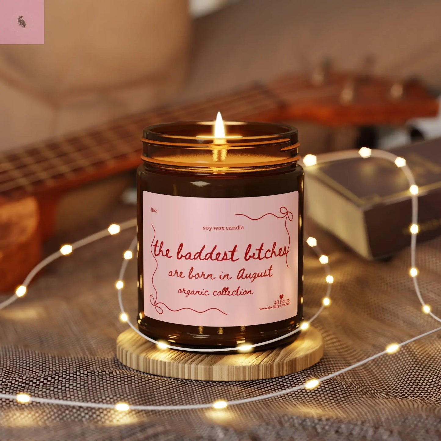 August Birthday candle,  Scented soy candle, home decor, gift for August, home fragrance, gift for friend The flirty crow
