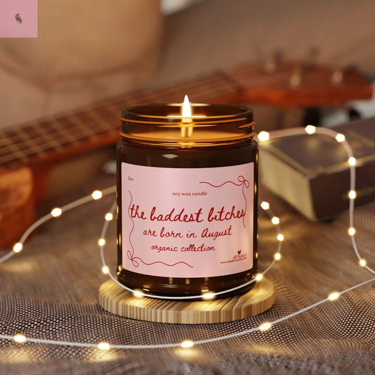 August Birthday candle,  Scented soy candle, home decor, gift for August, home fragrance, gift for friend The flirty crow