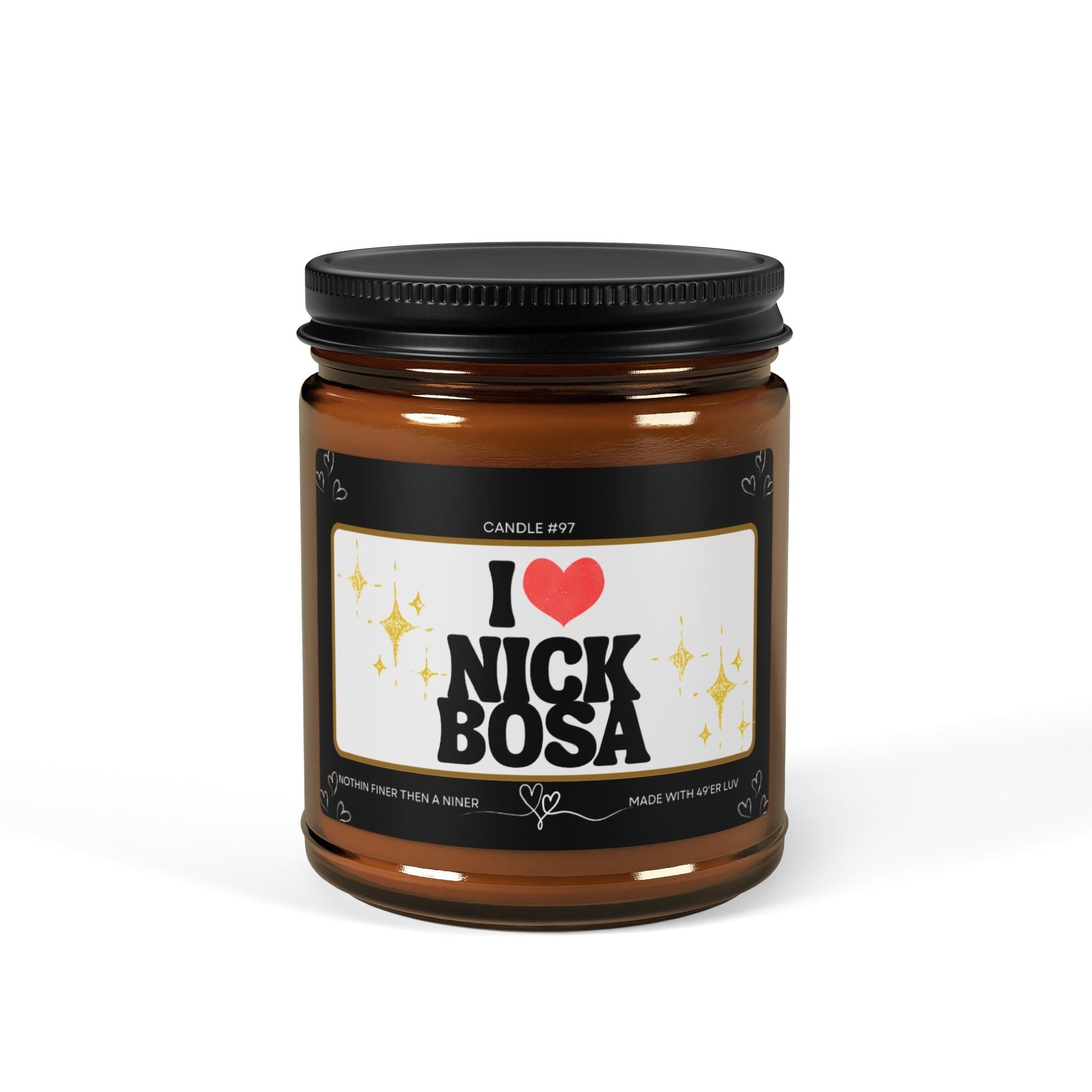 I  Nick Bosa Scented Soy Candle — Amber Jar The flirty crow
