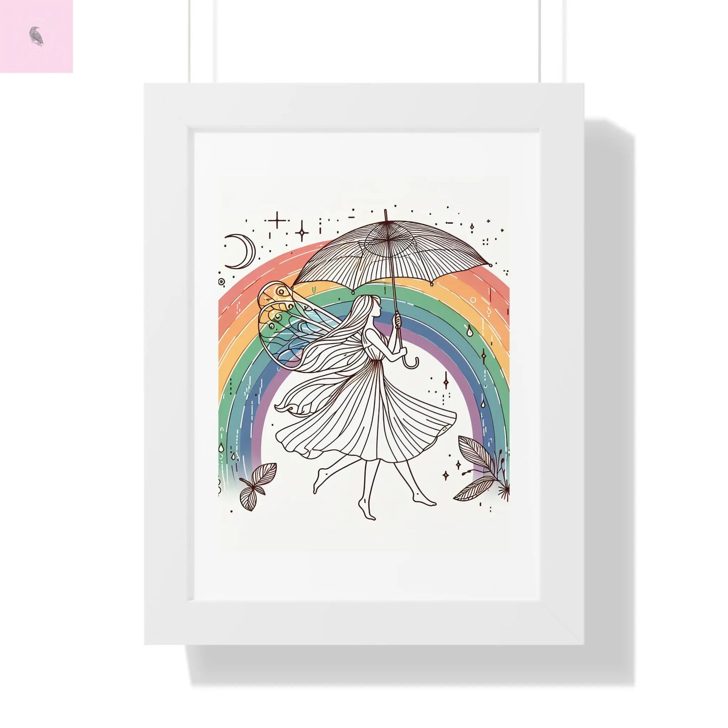 Framed  fairy whimsical Wall Art - The flirty crow
