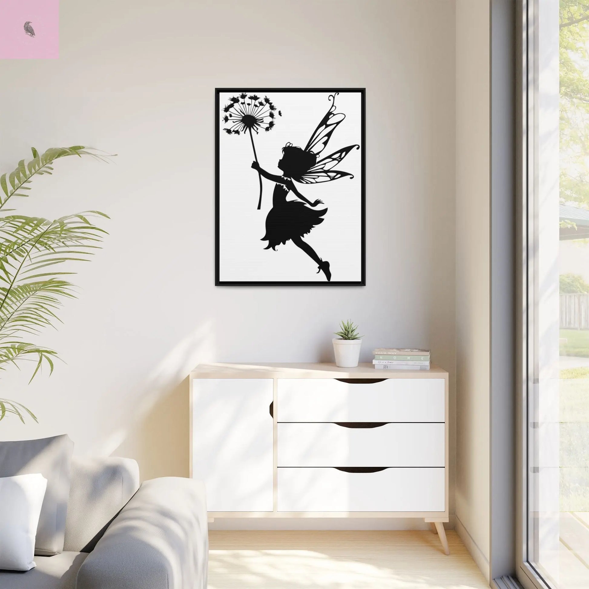 Framed canvas Fairy Silhouette Wall Art, Fairy lover Home Decor, Whimsical Framed Canvas, Fairy Gift, Kids Room Decoration, Nursery Art The flirty crow