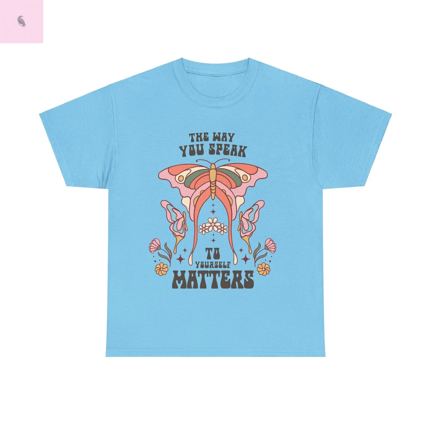 Retro Butterfly Tee, Positive Vibe, Cotton T-Shirt, Speak Kindly Shirt, Quality Vintage Top, Unisex Tee the flirty crow