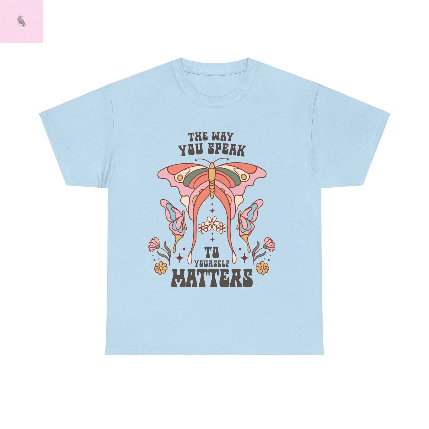 Retro Butterfly Tee, Positive Vibe, Cotton T-Shirt, Speak Kindly Shirt, Quality Vintage Top, Unisex Tee the flirty crow