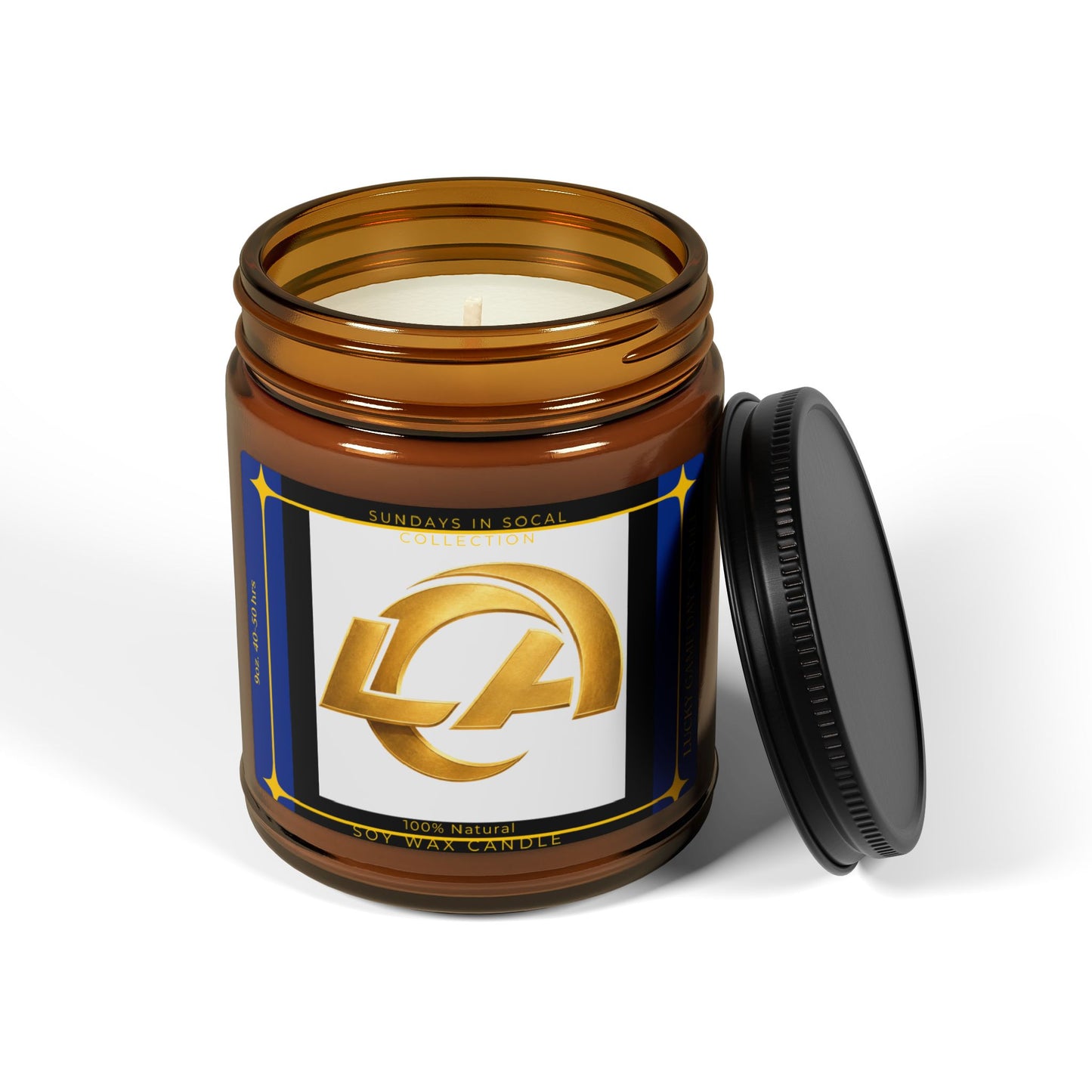 Los Angeles football soy wax candle for Rams fans