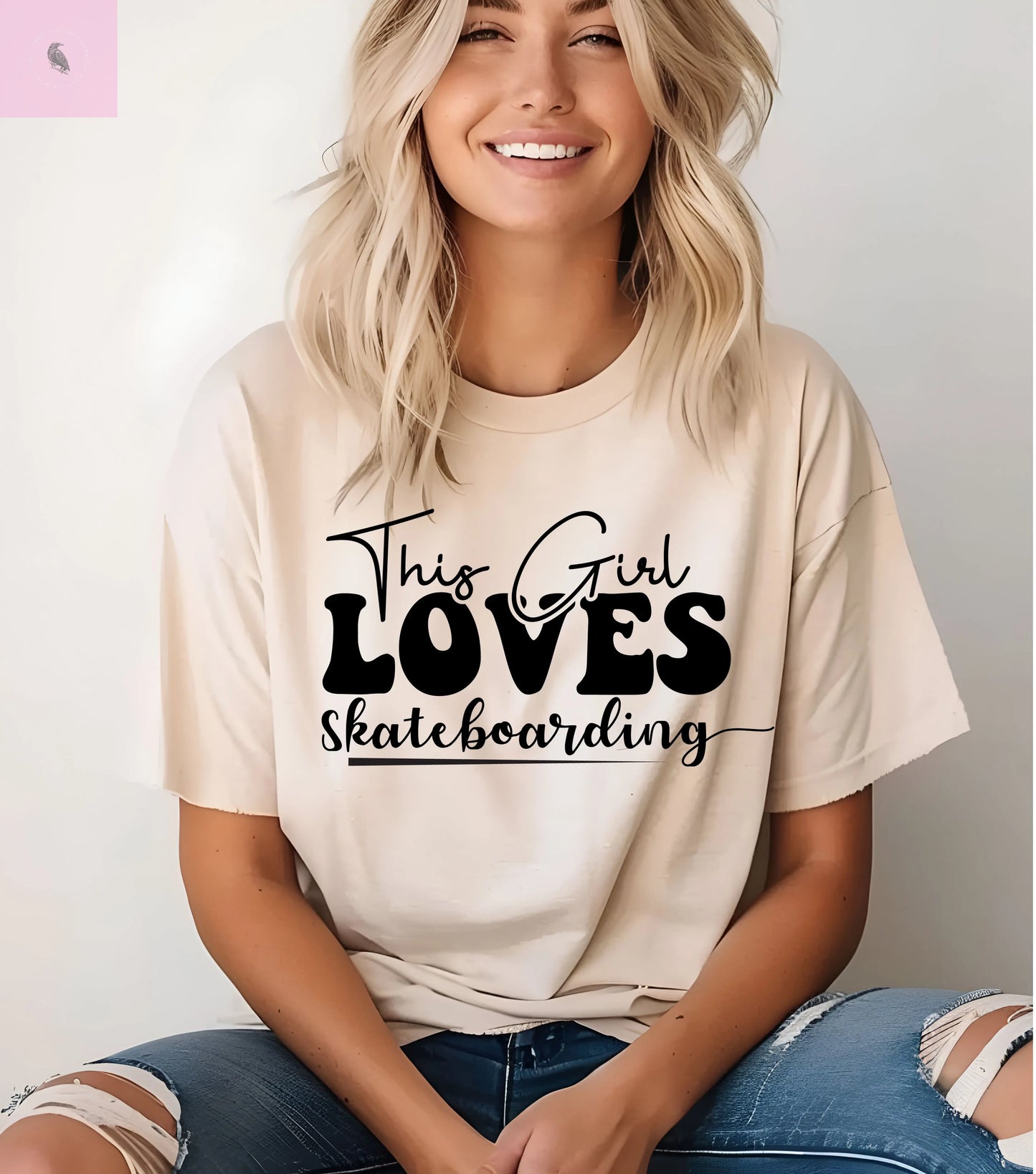 Skateboarding Tee - This Girl Loves Skateboarding the flirty crow