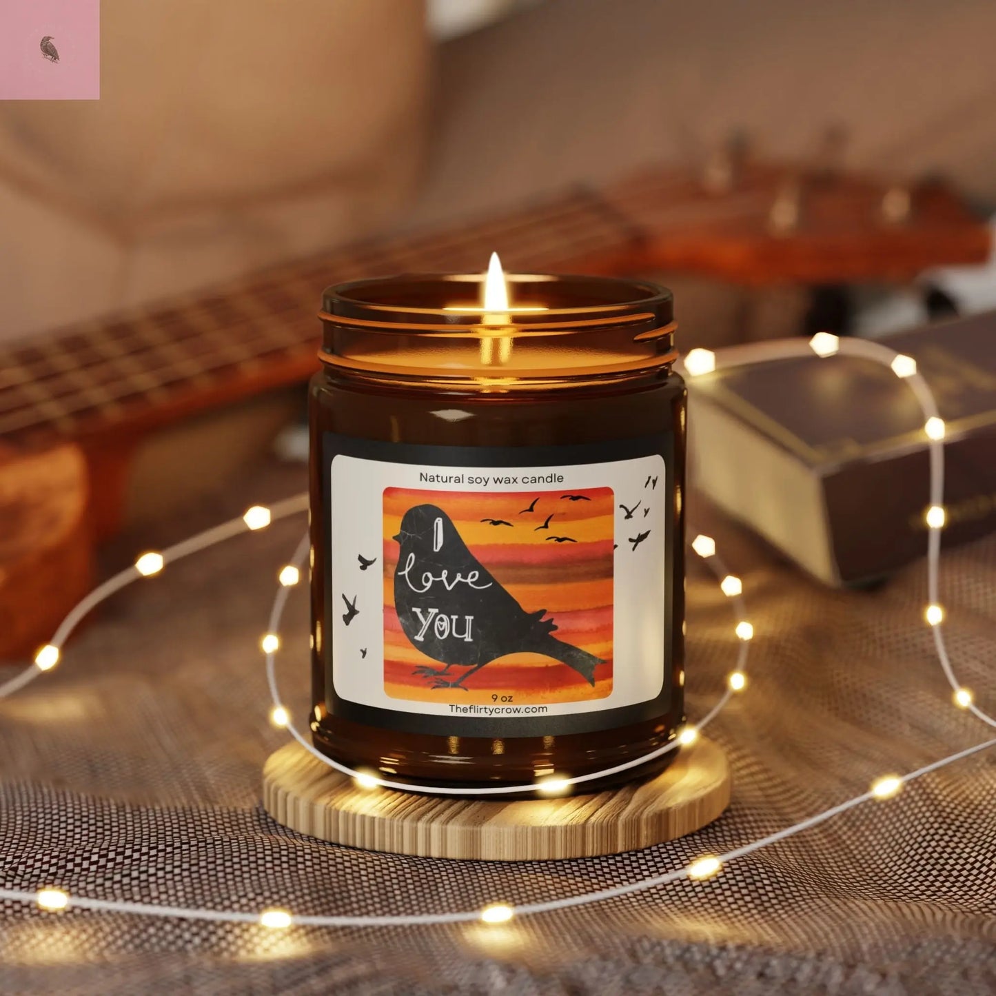 Soy Candle - Cute Bird I Love You Design Printify