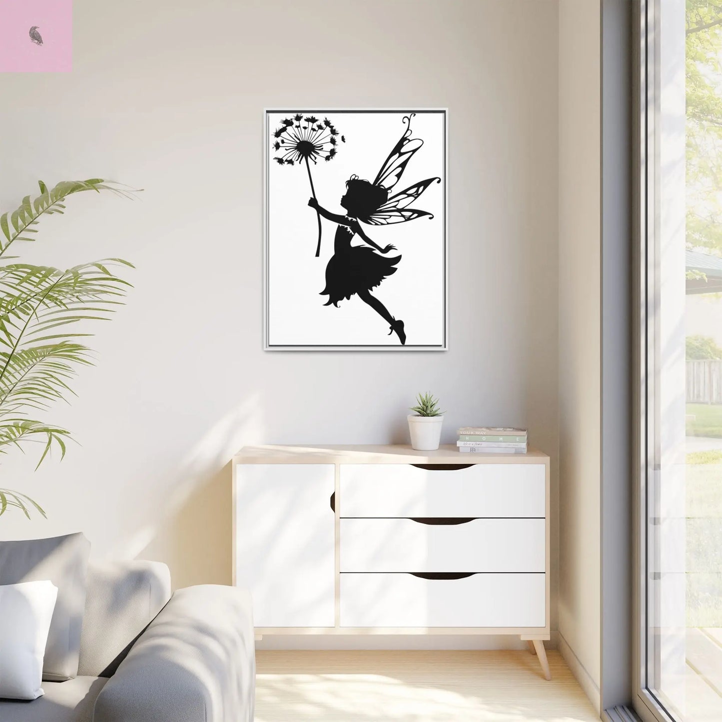 Framed canvas Fairy Silhouette Wall Art, Fairy lover Home Decor, Whimsical Framed Canvas, Fairy Gift, Kids Room Decoration, Nursery Art The flirty crow