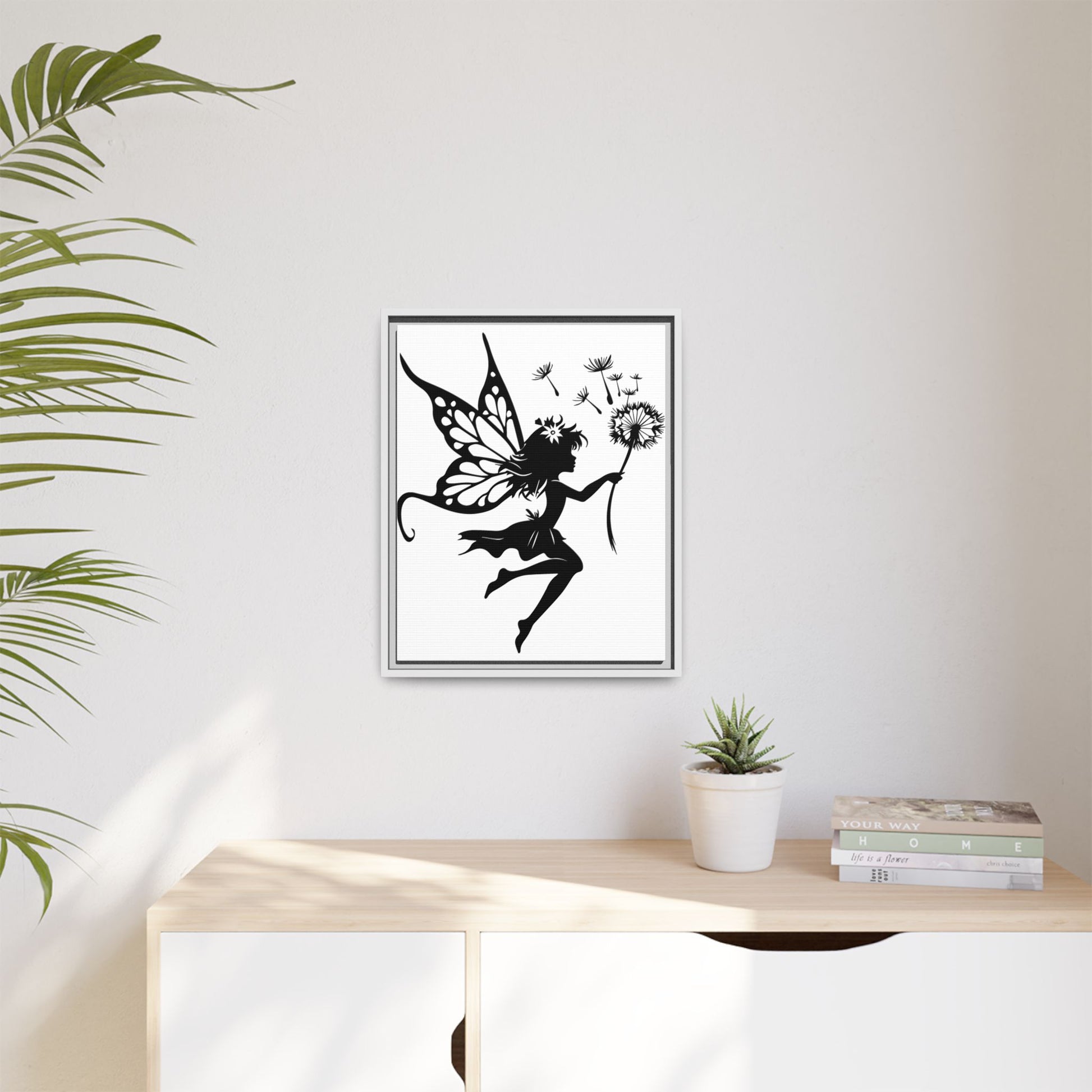 Framed Canvas Fairy Art, whimsical wall decor, nursery room art, gift for her - The flirty crow