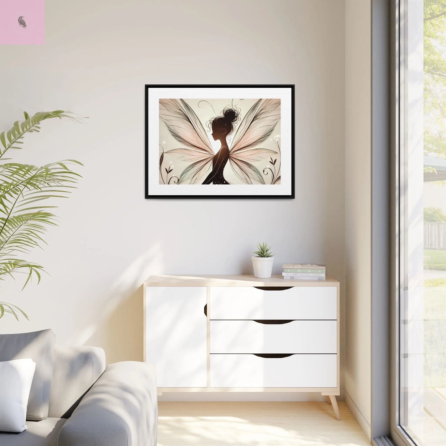 Framed Canvas Fairy wall art - The flirty crow