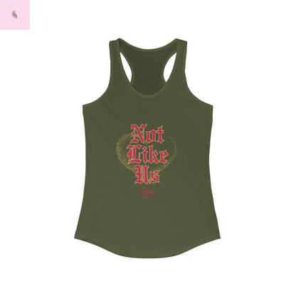 Not Like Us Racerback women's Tank, 49er fan gift, womens game day tank top, Gift for Sports Lovers, Niner fan Printify