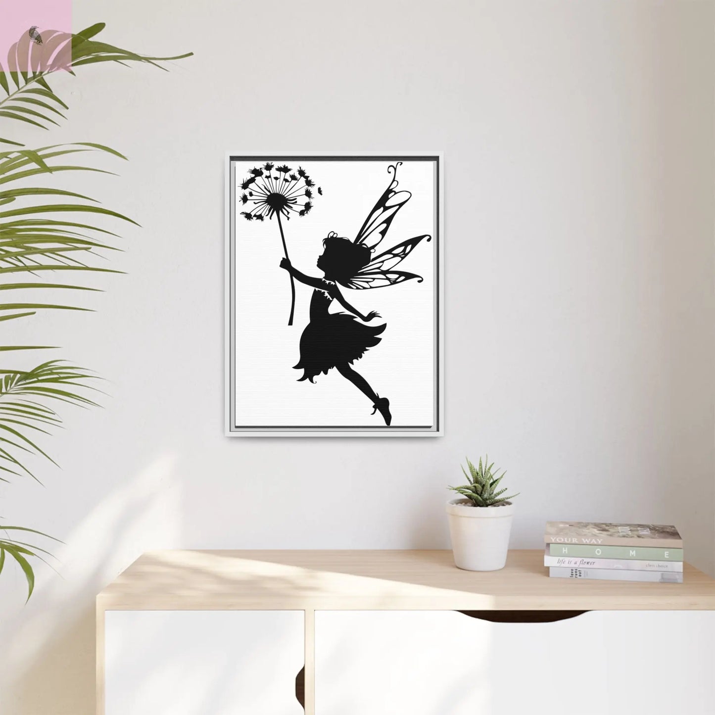 Framed canvas Fairy Silhouette Wall Art, Fairy lover Home Decor, Whimsical Framed Canvas, Fairy Gift, Kids Room Decoration, Nursery Art The flirty crow