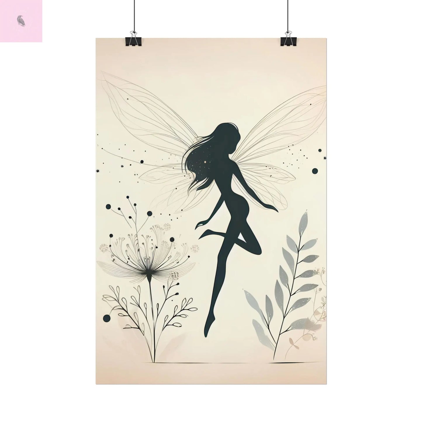 Elegant Fairy Silhouette Rolled Poster - Enchanting Wall Art for Home Decor - The flirty crow