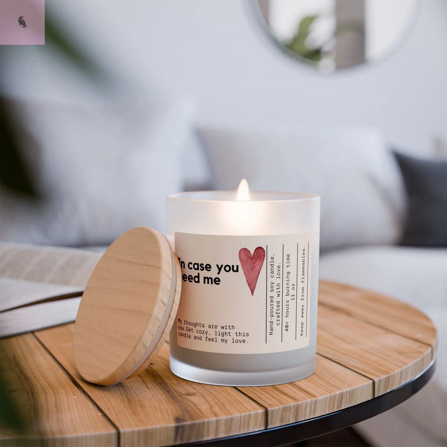 in case you need me emotional support soy wax candle the flirty crow