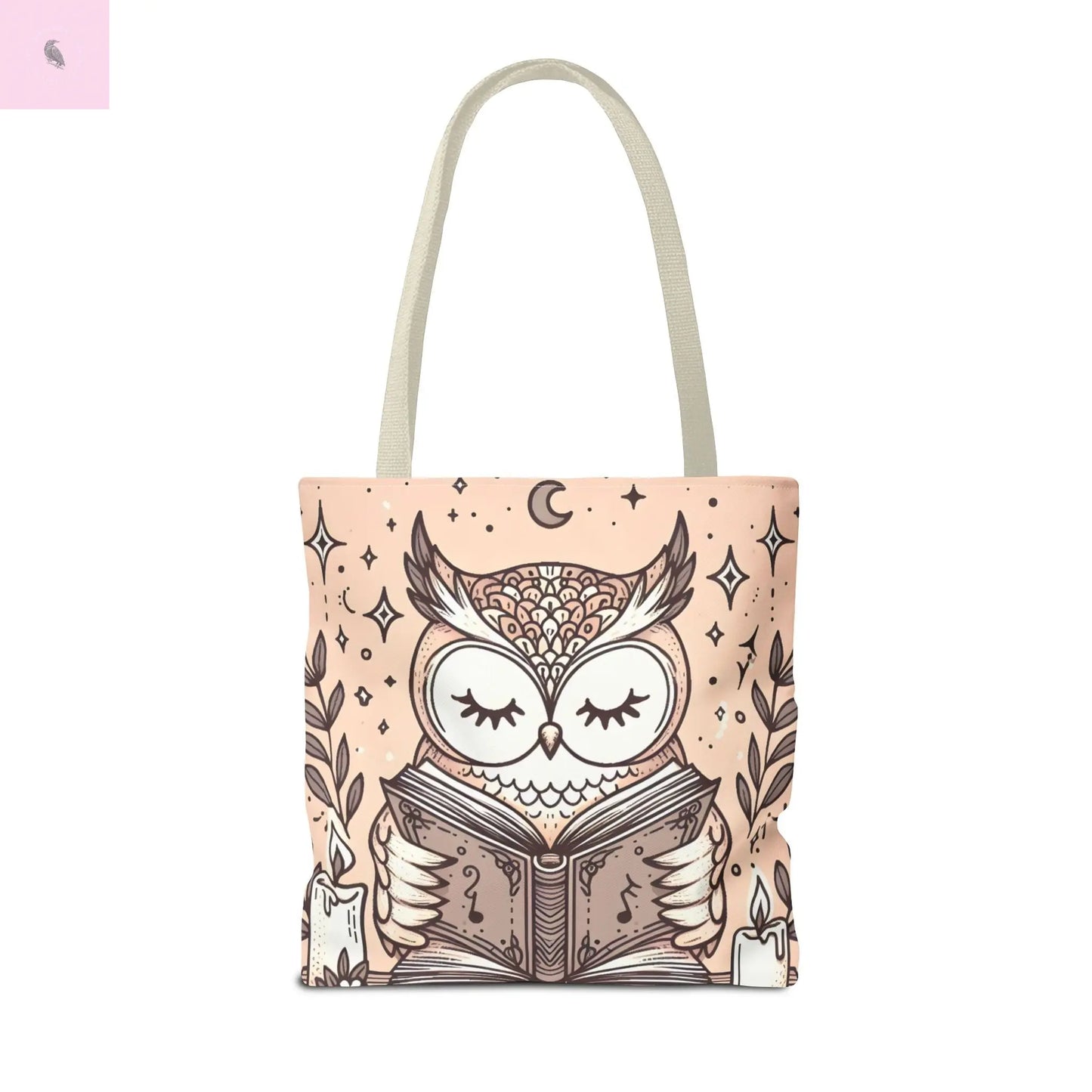 Reading lover  Owl Tote Bag, Cute Animal Tote, Book Lover Gift, AOP Shopping Bag, Owl Art Bag, Eco-Friendly Carryall, gift for reader The flirty crow