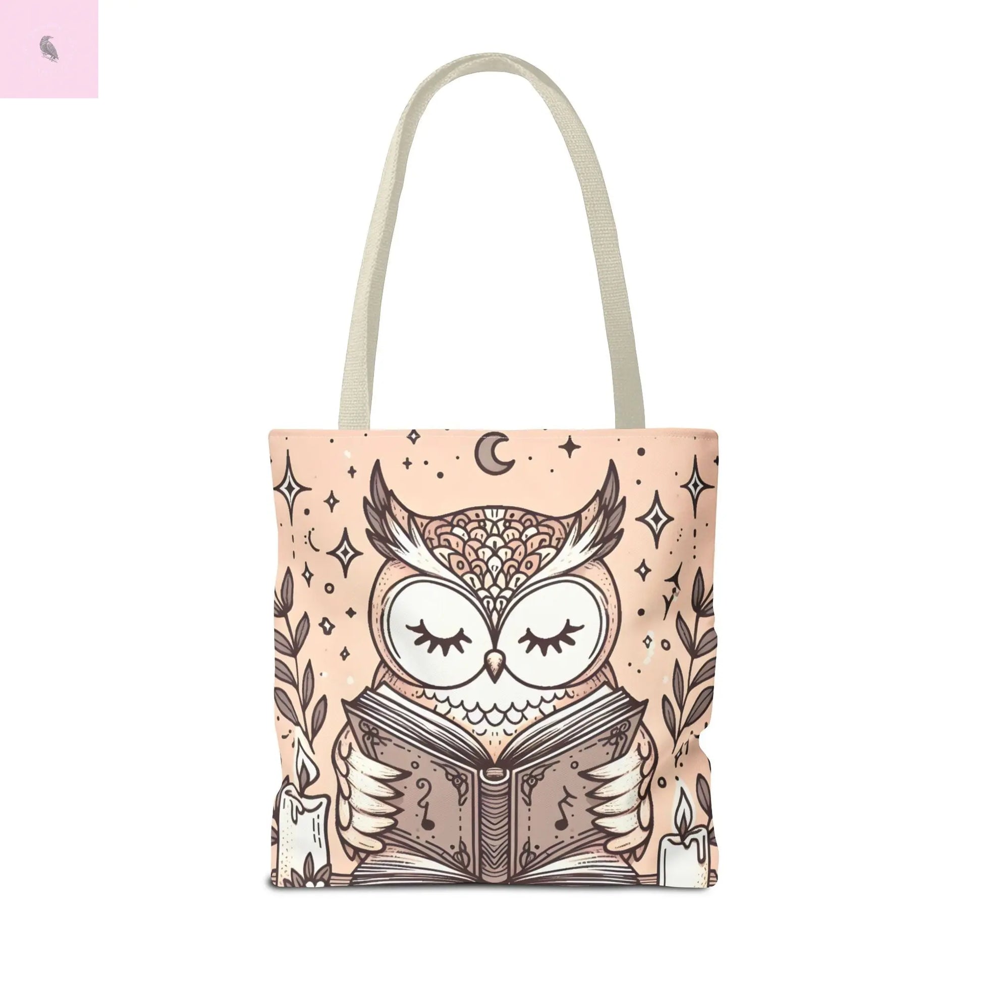 Reading lover  Owl Tote Bag, Cute Animal Tote, Book Lover Gift, AOP Shopping Bag, Owl Art Bag, Eco-Friendly Carryall, gift for reader The flirty crow