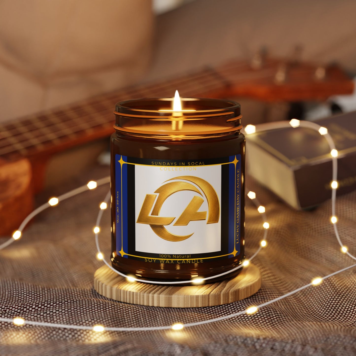 Los Angeles football soy wax candle for Rams fans
