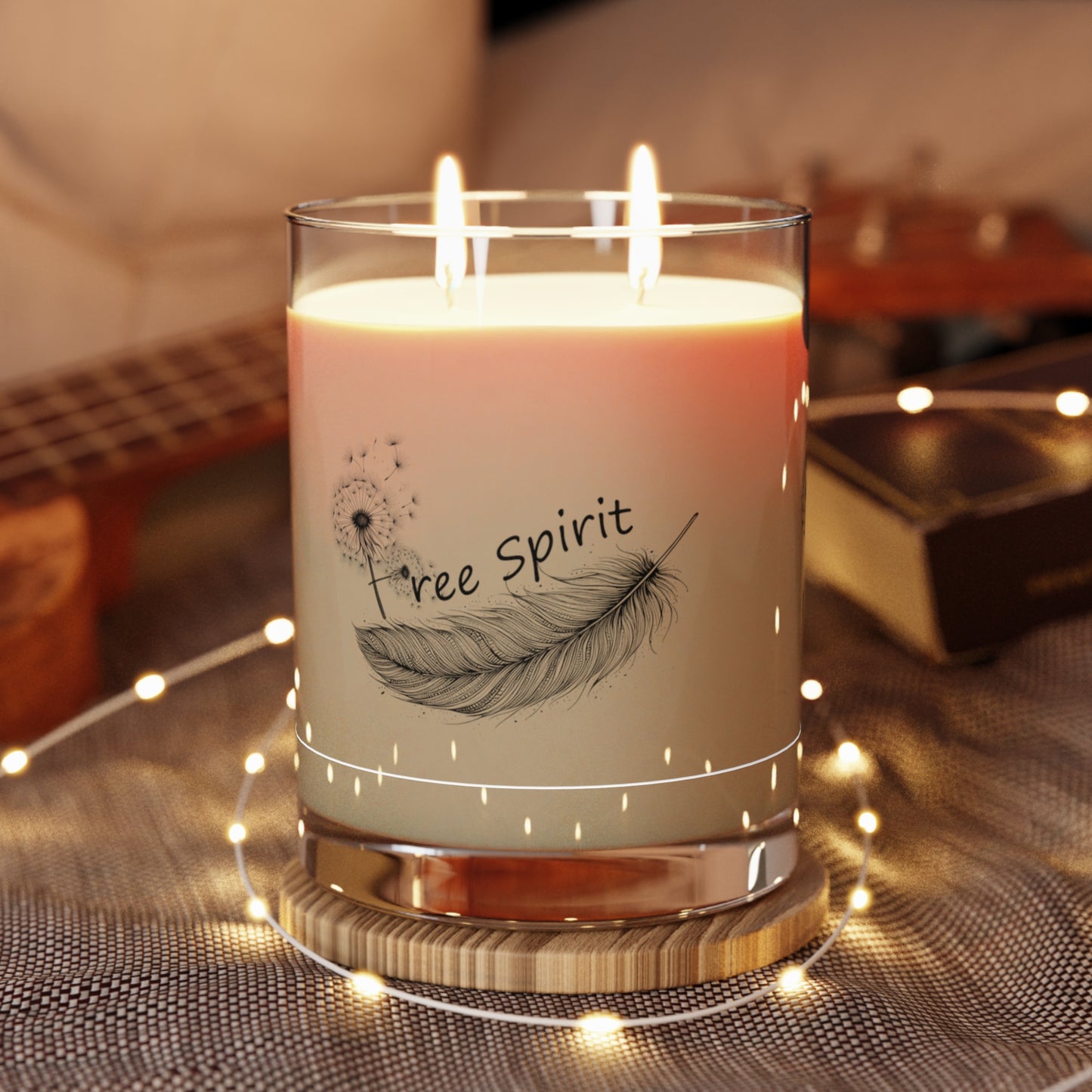 Free Spirit Scented Candle 11o z Glass Jar, Relaxing Dandelion & Feather Aroma