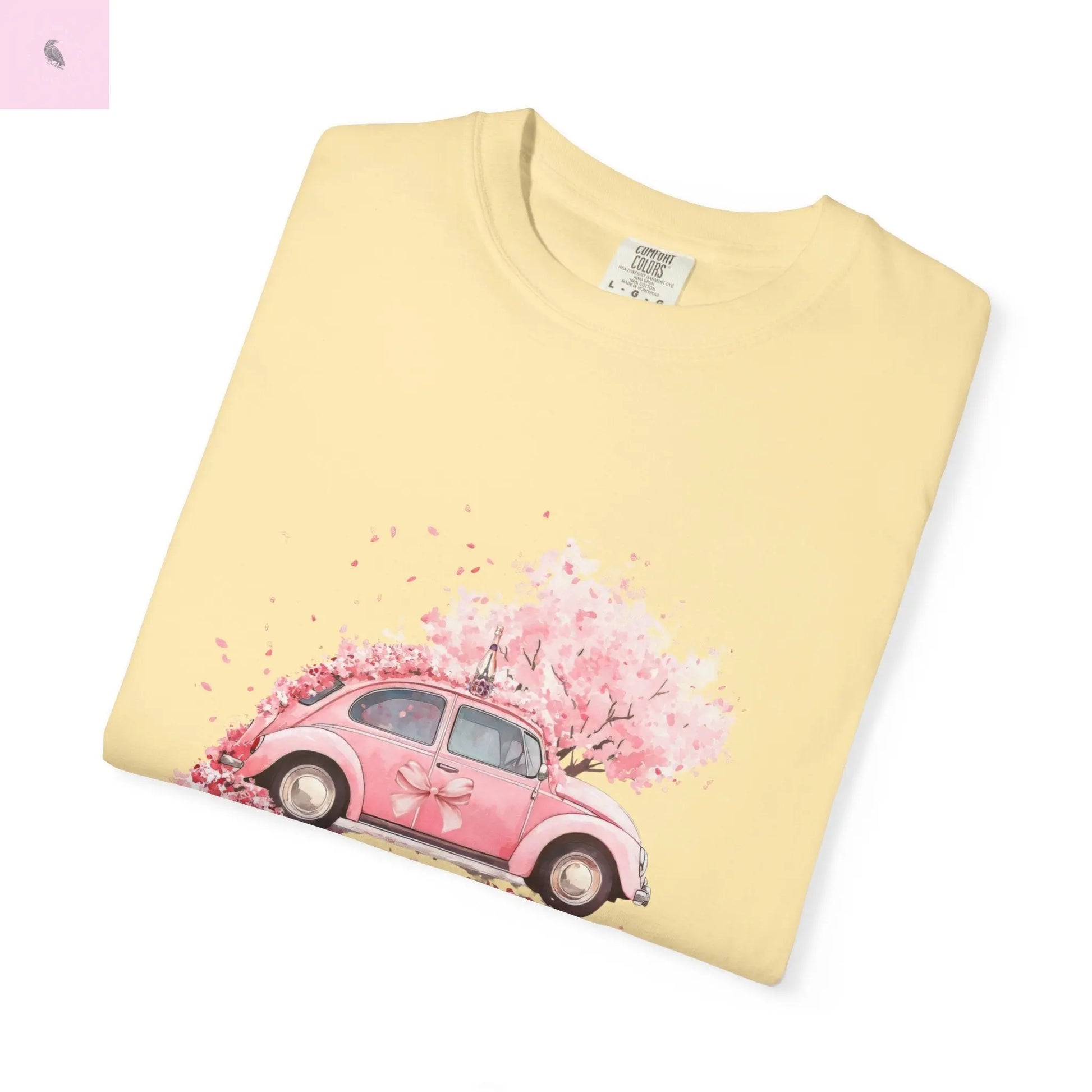 Vintage Car Floral T-Shirt, Unisex Tee, Casual Wear, Gift for Her, Spring Fashion, Boho Style, coquette design Printify