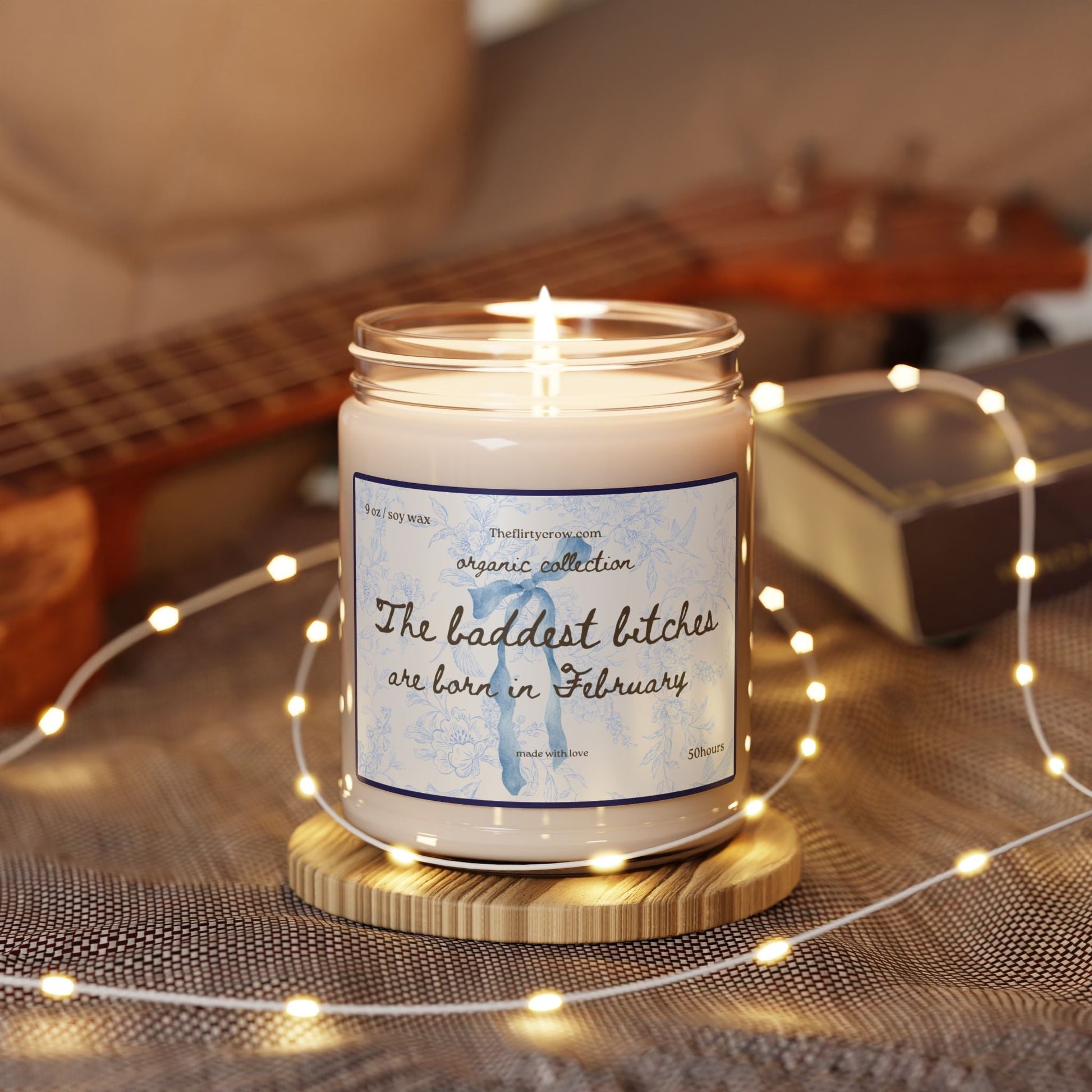 February  Birthday Soy Candle, 9oz glass candle, Gift for her, coquette style, home decor, birthday gift Printify