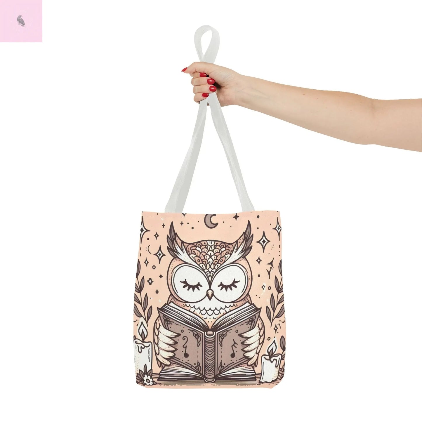 Reading lover  Owl Tote Bag, Cute Animal Tote, Book Lover Gift, AOP Shopping Bag, Owl Art Bag, Eco-Friendly Carryall, gift for reader The flirty crow
