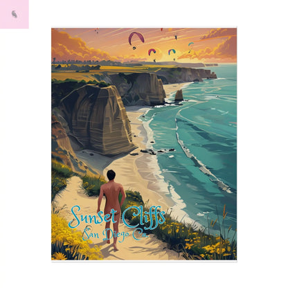 Sunset Cliffs Rolled Poster, Scenic Art Print, San Diego  Beach Decor, Coastal Wall Art, Gift for Beach Lovers, Home Decoration Printify