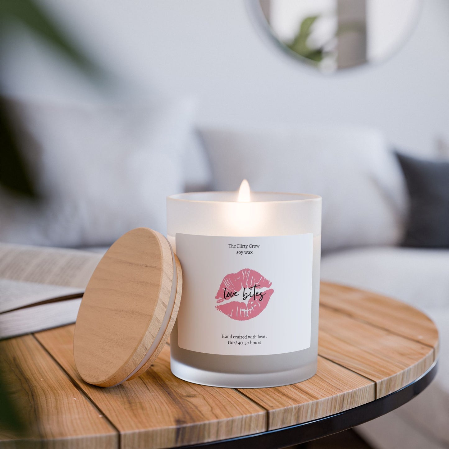 Love Bites scented soy wax candle.