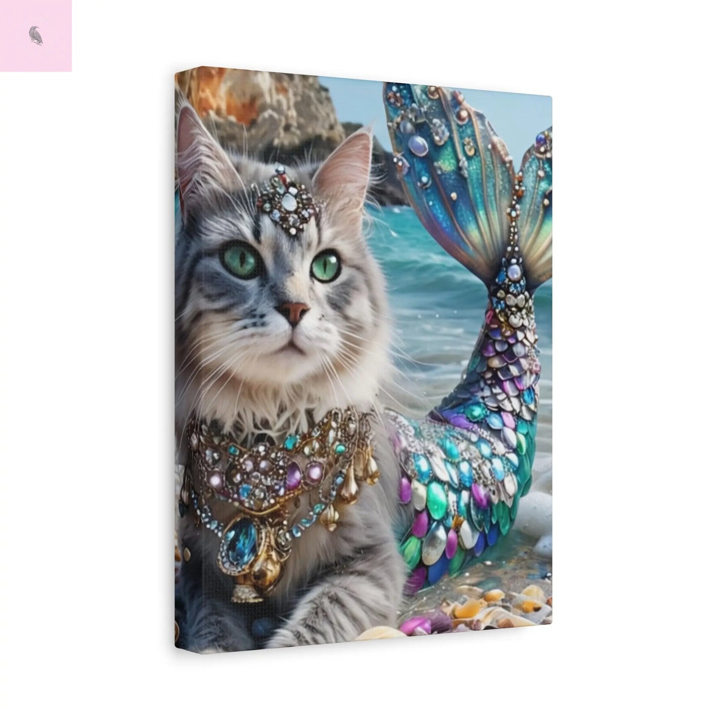 Mermaid Cat Canvas Art, Whimsical Cat Home Decor, Pet Lover Gift, Fantasy Wall Art, Ocean Room Decoration, Animal Lover Gift Cat lovers decor Printify