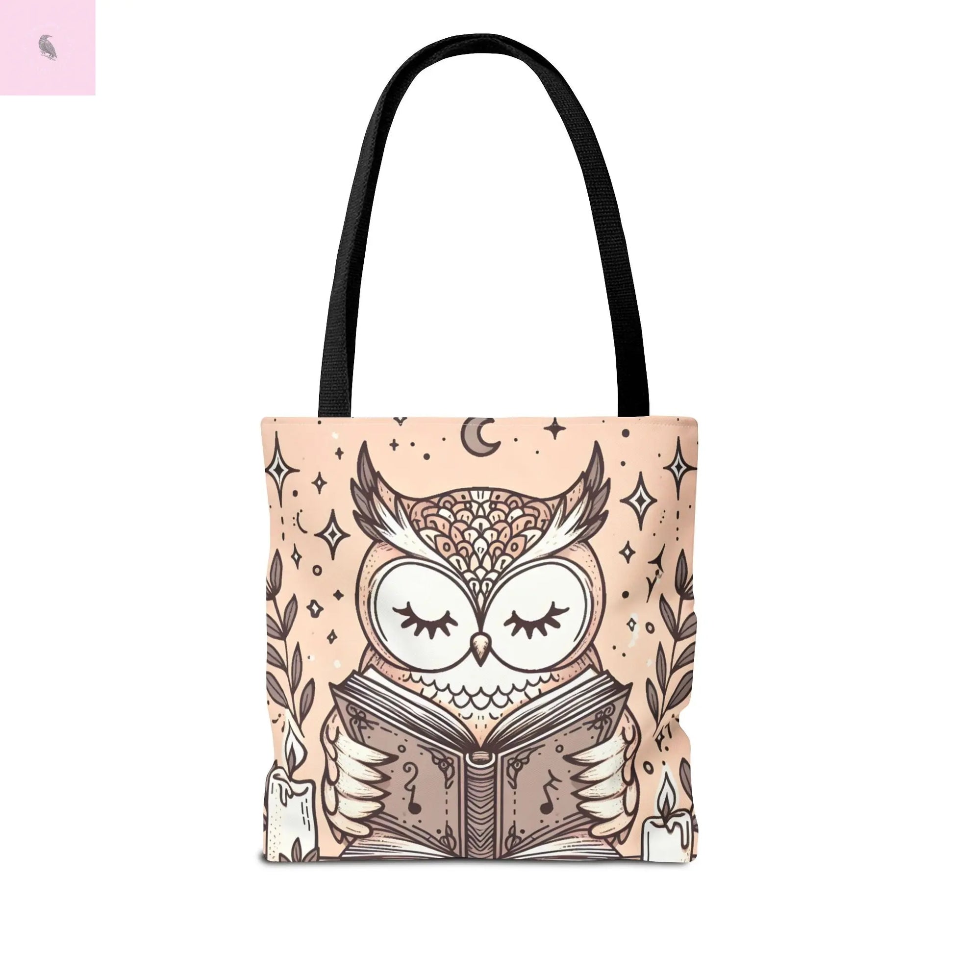 Reading lover  Owl Tote Bag, Cute Animal Tote, Book Lover Gift, AOP Shopping Bag, Owl Art Bag, Eco-Friendly Carryall, gift for reader The flirty crow