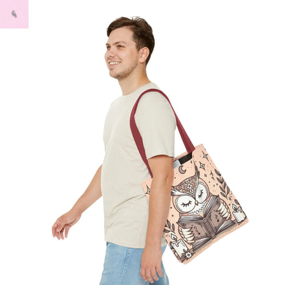 Reading lover  Owl Tote Bag, Cute Animal Tote, Book Lover Gift, AOP Shopping Bag, Owl Art Bag, Eco-Friendly Carryall, gift for reader The flirty crow