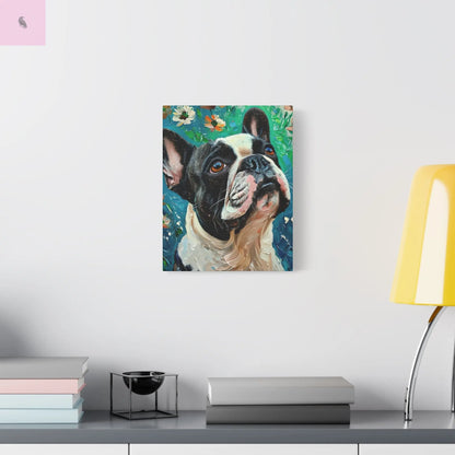 French Bulldog Canvas Art, Dog Lover Home Decor, Pet Portrait Wall Art, Floral Canvas Print, Gift for Dog Owners, French Bulldog gift The flirty crow