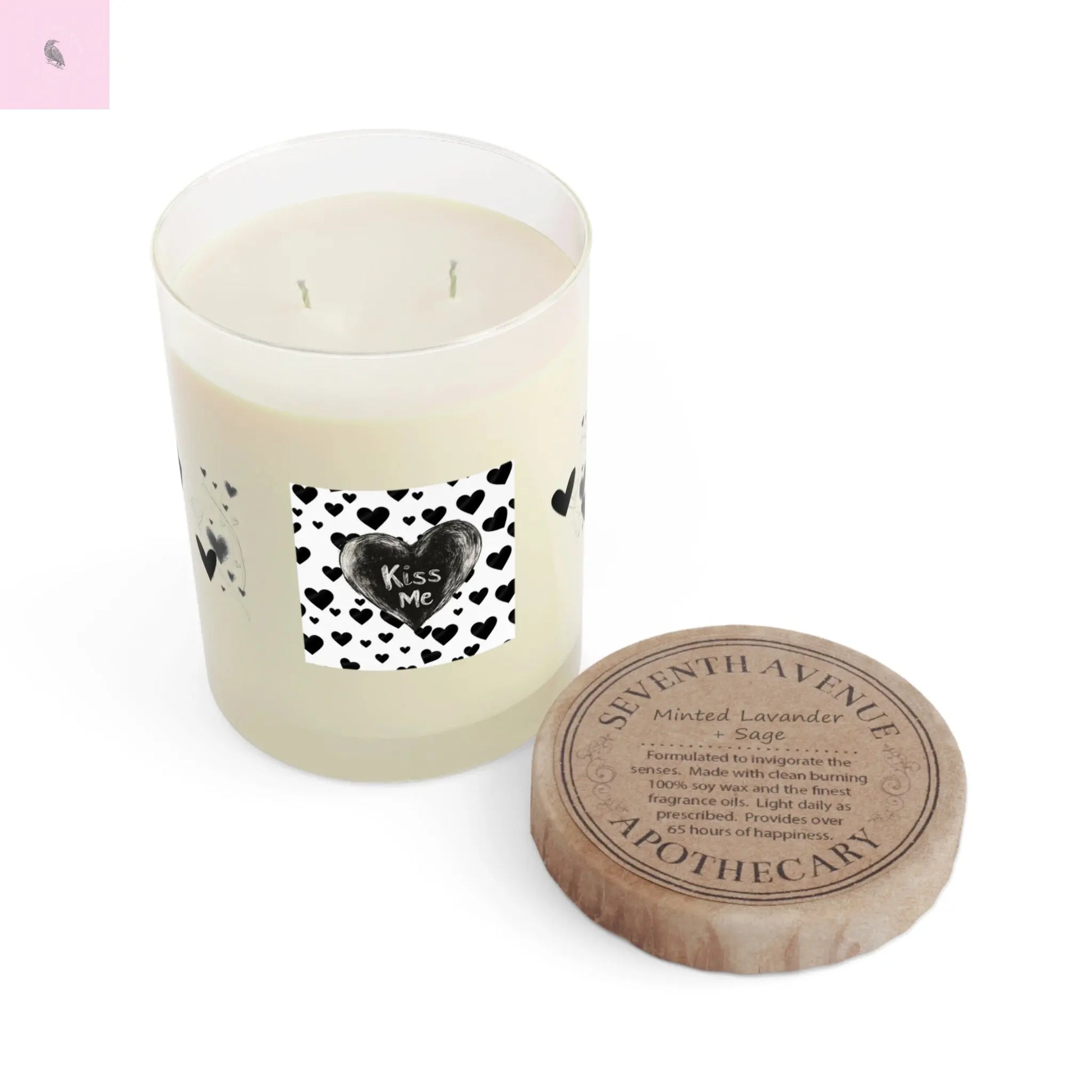 Valentines day scented glass 11 0z soy candle the flirty crow