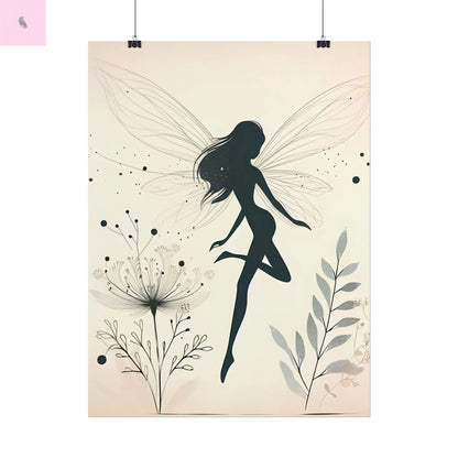 Elegant Fairy Silhouette Rolled Poster - Enchanting Wall Art for Home Decor - The flirty crow