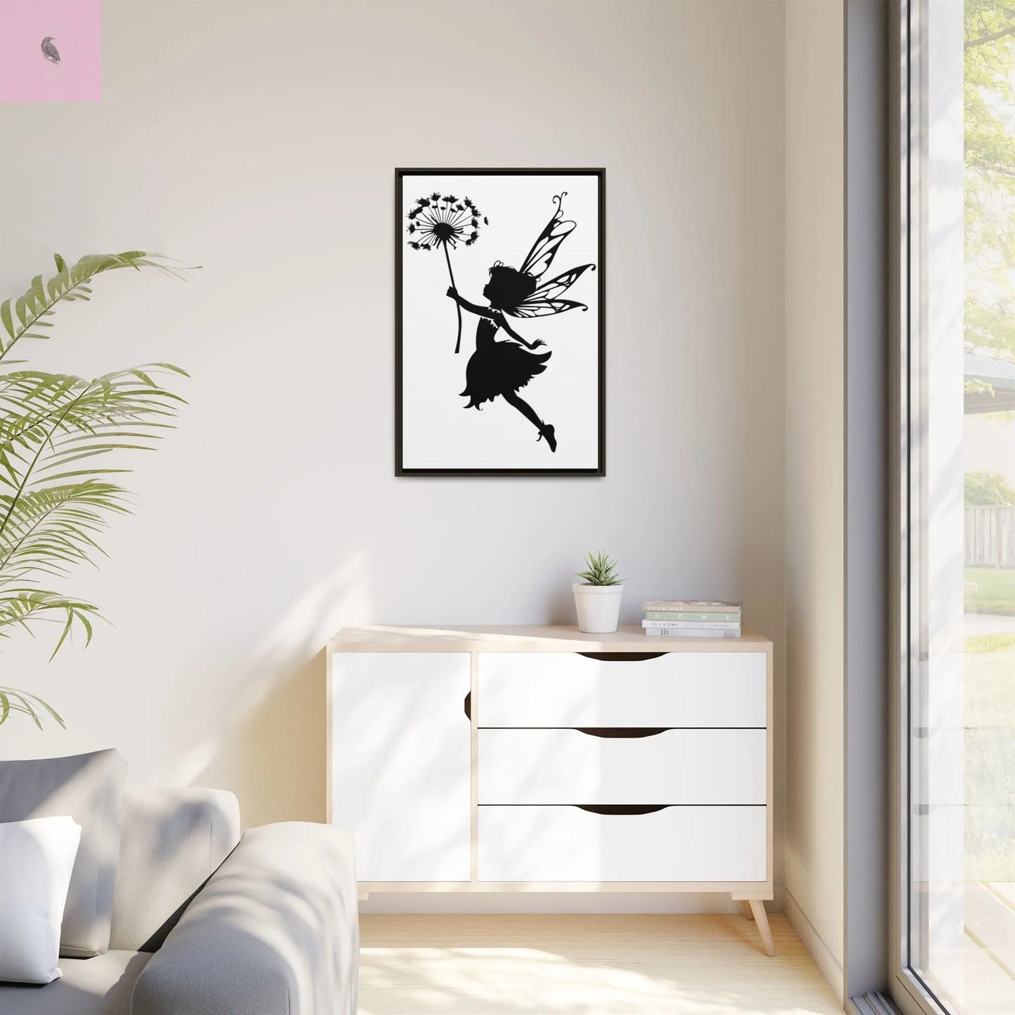 Framed canvas Fairy Silhouette Wall Art, Fairy lover Home Decor, Whimsical Framed Canvas, Fairy Gift, Kids Room Decoration, Nursery Art The flirty crow