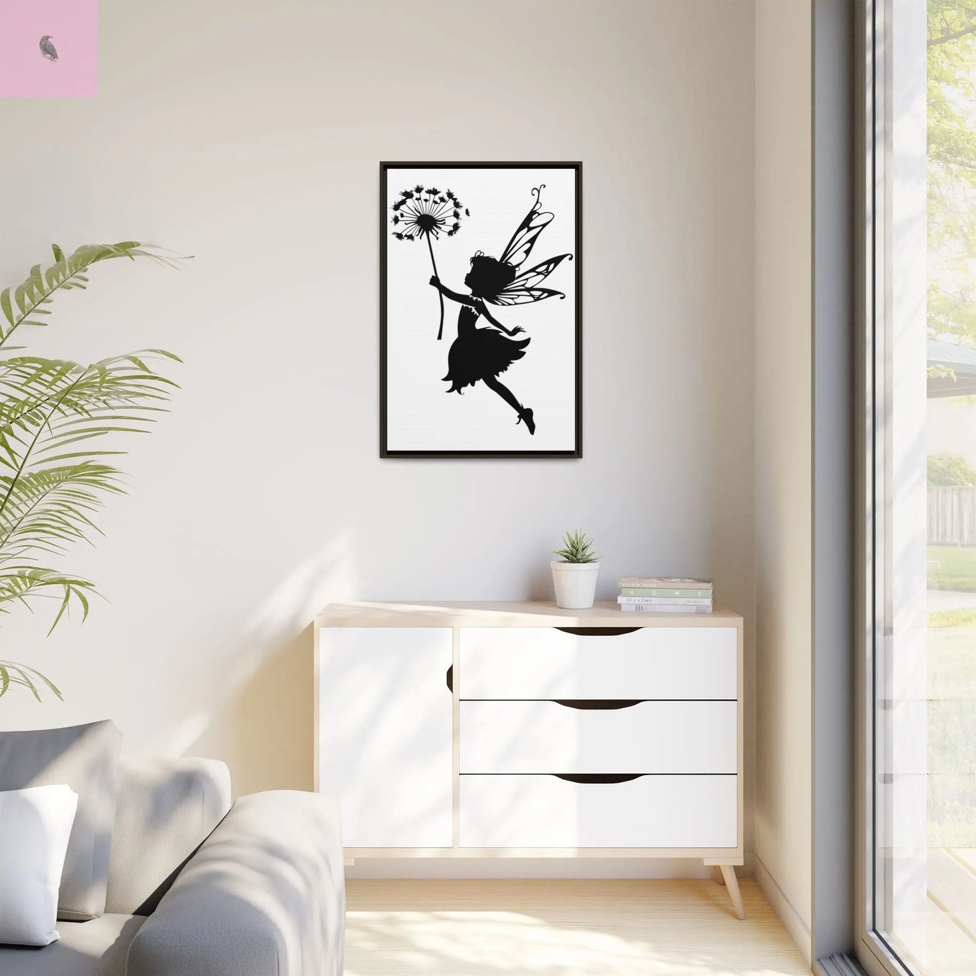 Framed canvas Fairy Silhouette Wall Art, Fairy lover Home Decor, Whimsical Framed Canvas, Fairy Gift, Kids Room Decoration, Nursery Art The flirty crow