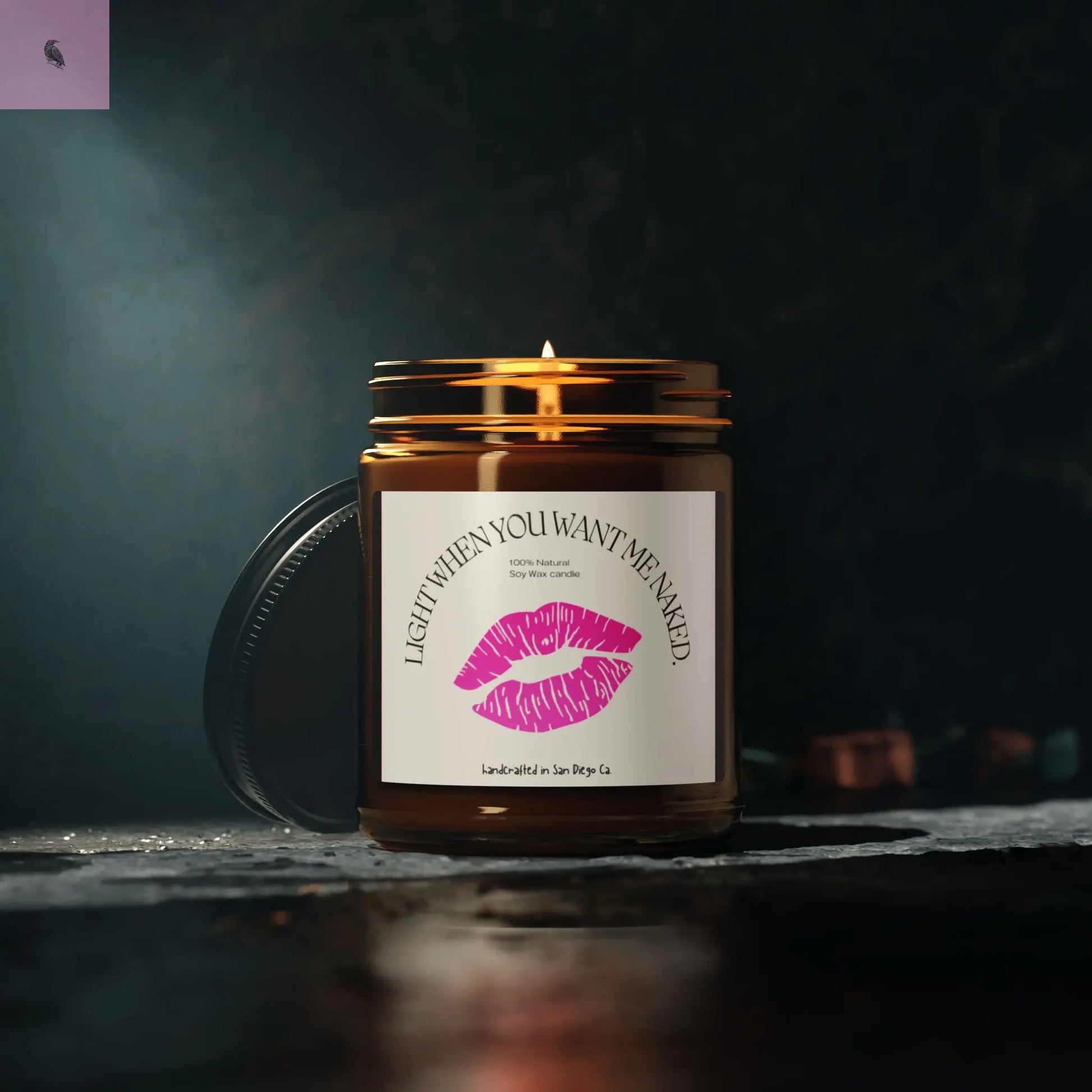 Light When You Want Me Naked Scented Soy Candle - Amber Jar The flirty crow