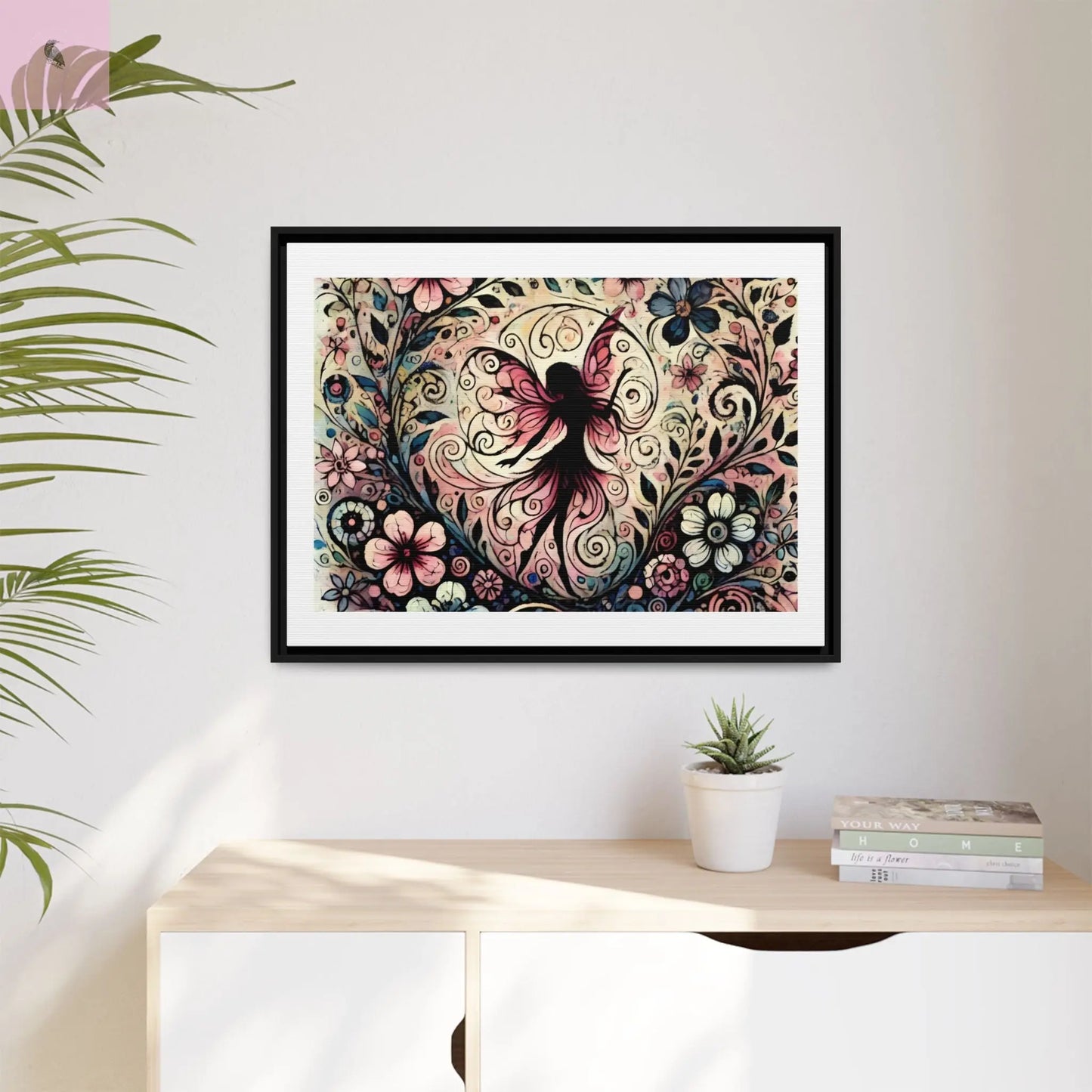 Framed Canvas Fairy art - The flirty crow