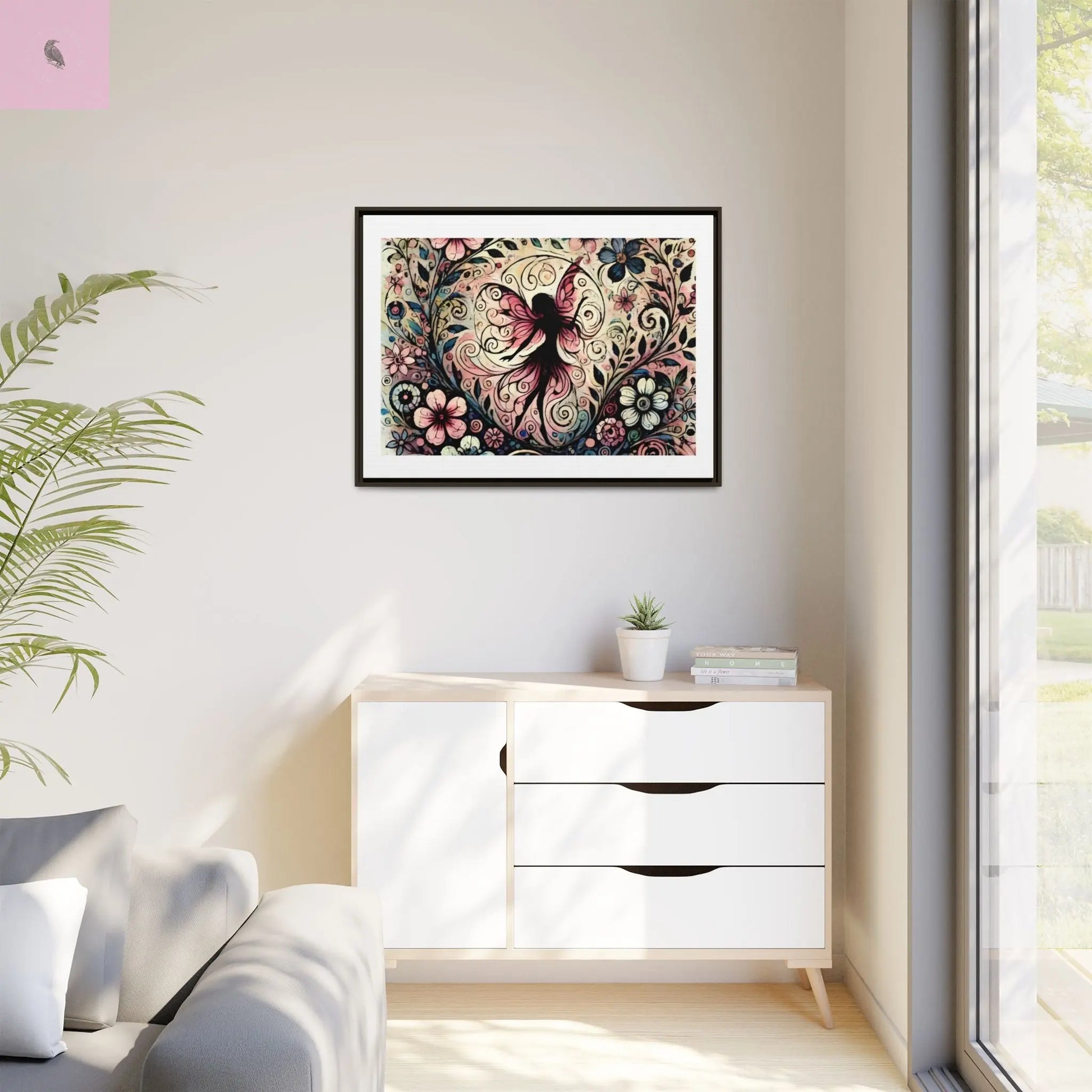 Framed Canvas Fairy art - The flirty crow
