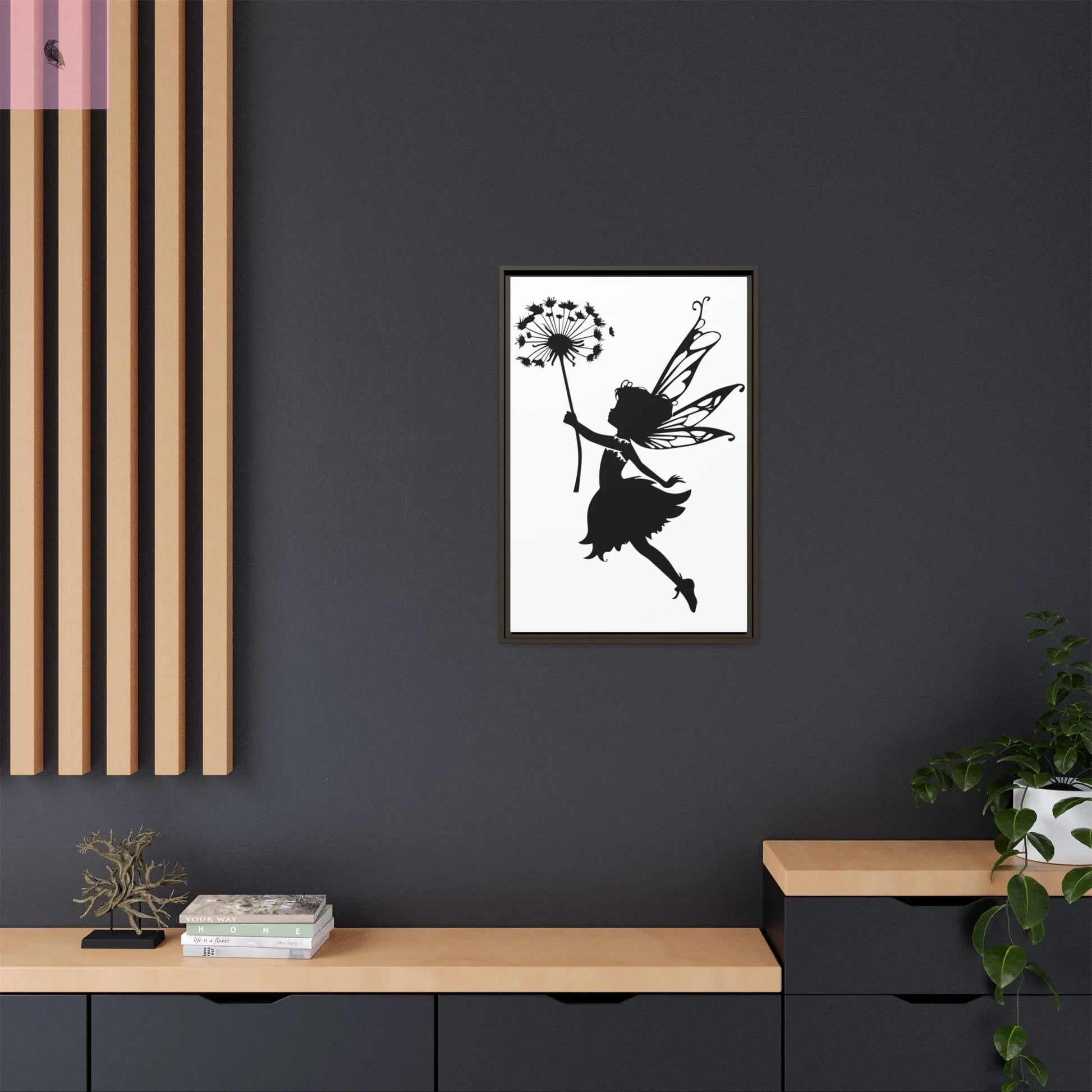 Framed canvas Fairy Silhouette Wall Art, Fairy lover Home Decor, Whimsical Framed Canvas, Fairy Gift, Kids Room Decoration, Nursery Art The flirty crow