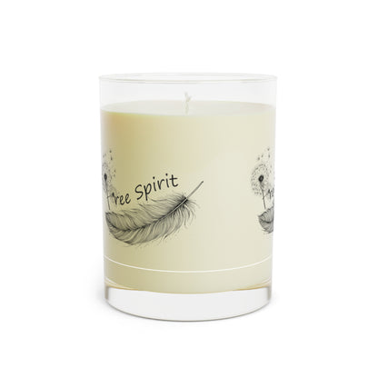 Free Spirit Scented Candle 11o z Glass Jar, Relaxing Dandelion & Feather Aroma