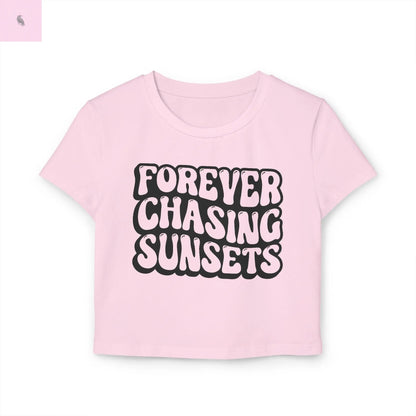 Retro Crop Tee - Forever Chasing Sunsets Women's Baby Tee the flirty crow