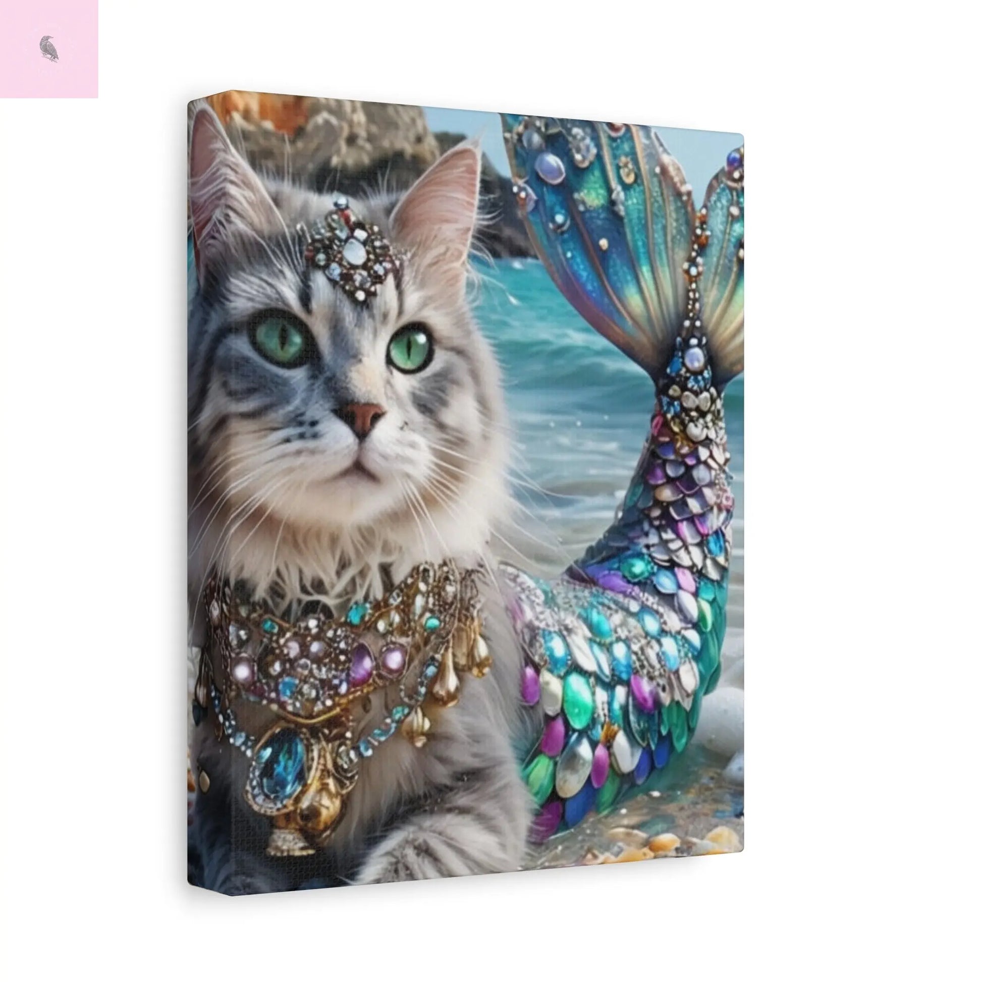 Mermaid Cat Canvas Art, Whimsical Cat Home Decor, Pet Lover Gift, Fantasy Wall Art, Ocean Room Decoration, Animal Lover Gift Cat lovers decor Printify