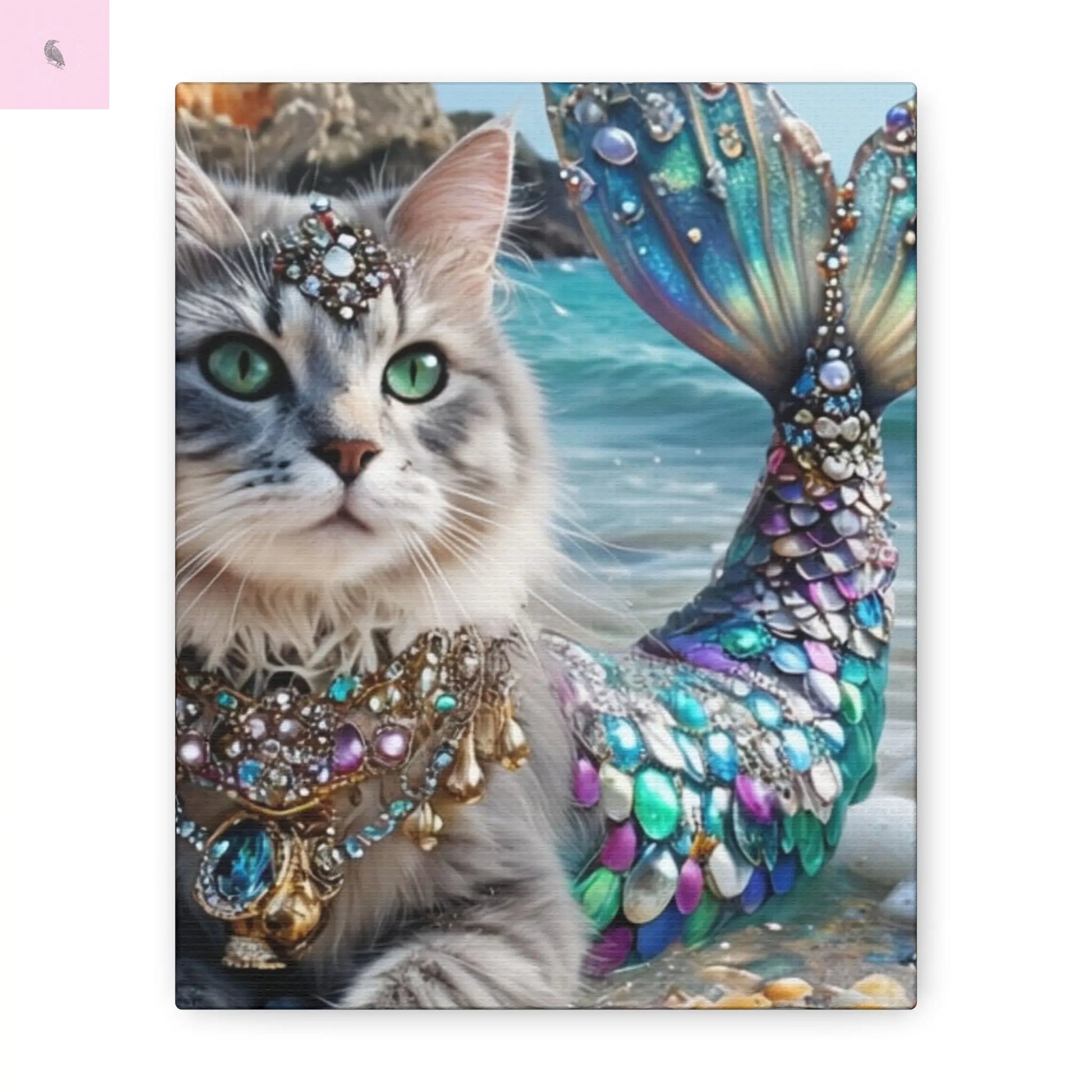 Mermaid Cat Canvas Art, Whimsical Cat Home Decor, Pet Lover Gift, Fantasy Wall Art, Ocean Room Decoration, Animal Lover Gift Cat lovers decor Printify