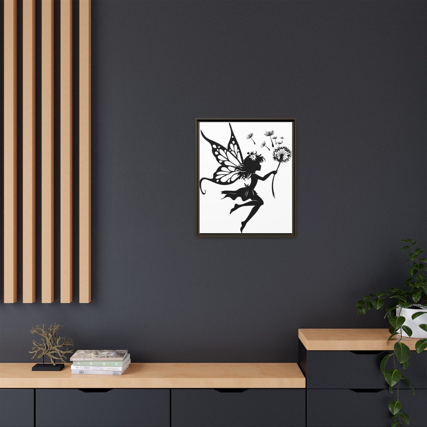 Framed Canvas Fairy Art, whimsical wall decor, nursery room art, gift for her - The flirty crow