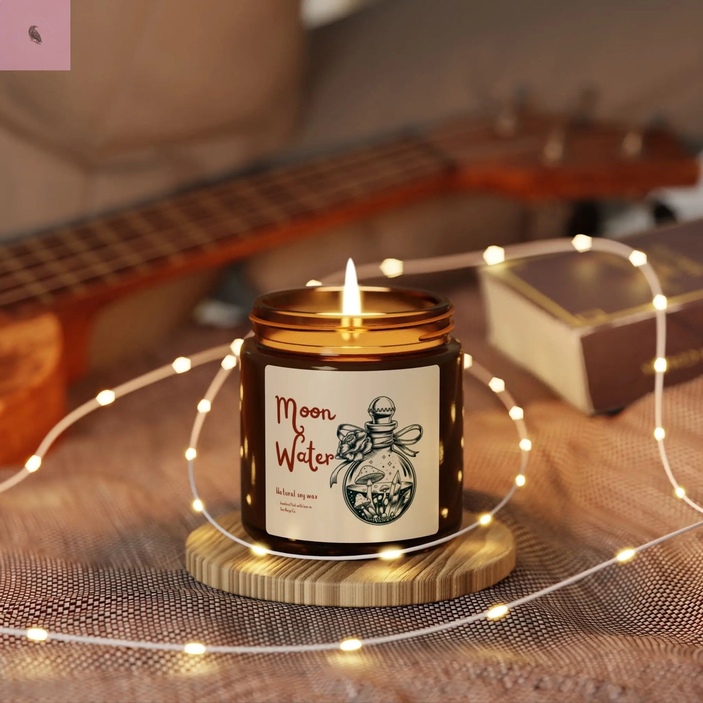 Moon Water Scented Soy Candle - Relaxing Aromatherapy in Amber Jar - Ideal for Home Décor and Gifts The flirty crow