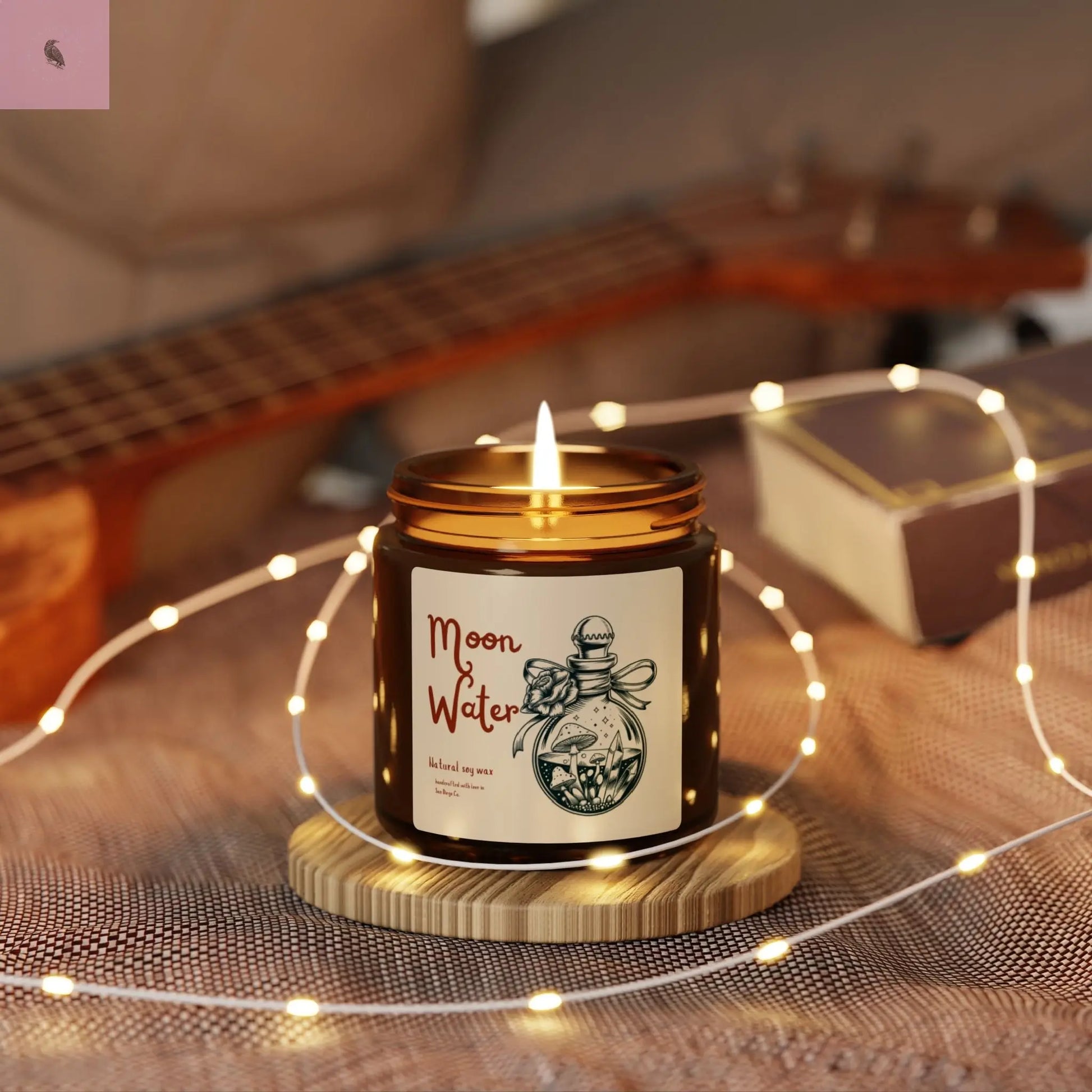 Moon Water Scented Soy Candle - Relaxing Aromatherapy in Amber Jar - Ideal for Home Décor and Gifts The flirty crow
