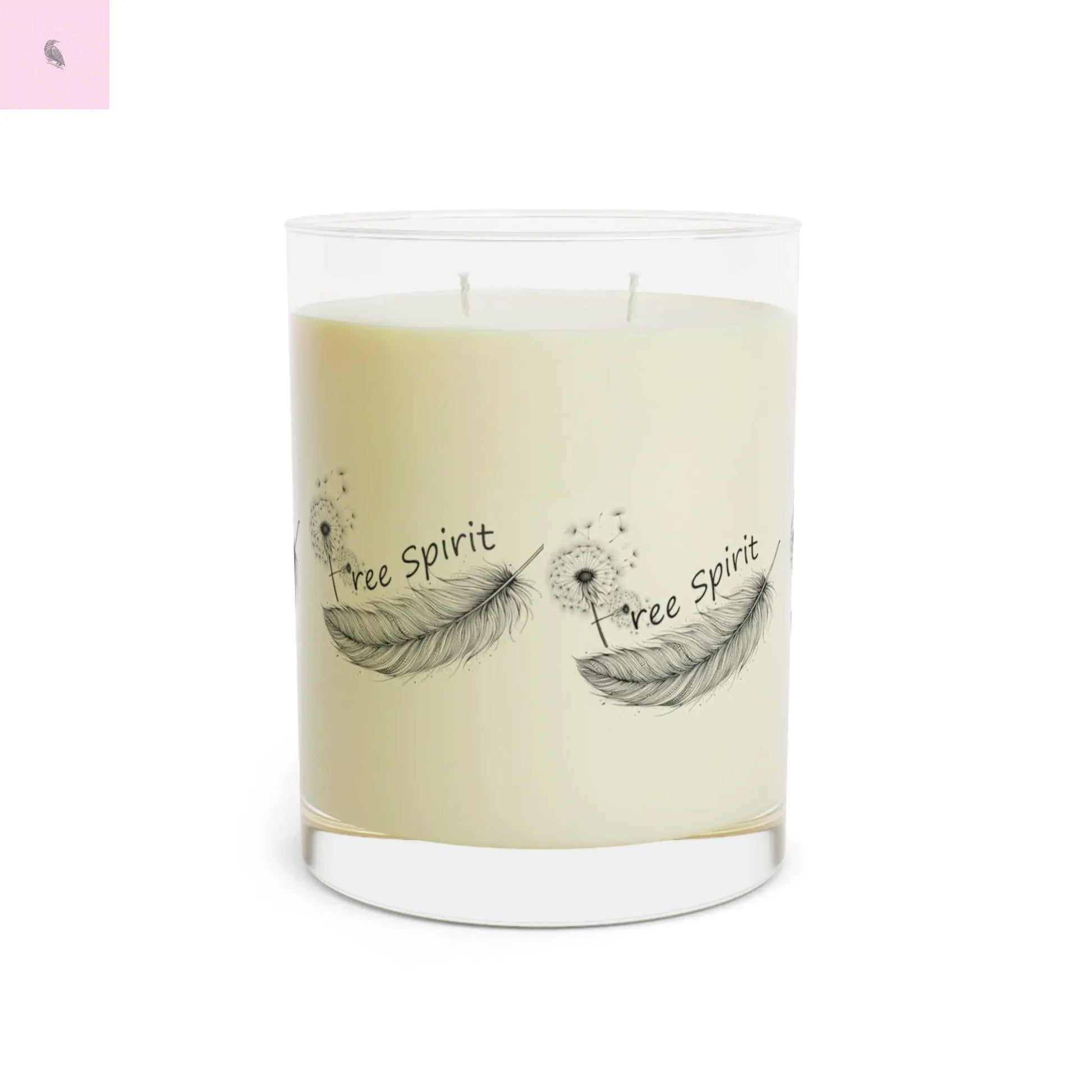 free spirit. Glass 11 oz soy wax feather   candle the flirty crow