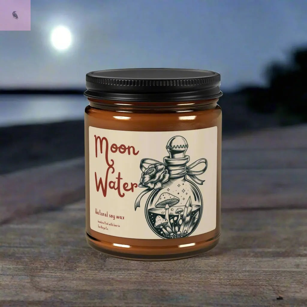 Moon Water Scented Soy Candle - Relaxing Aromatherapy in Amber Jar - Ideal for Home Décor and Gifts The flirty crow
