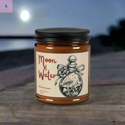 Moon Water Scented Soy Candle - Relaxing Aromatherapy in Amber Jar - Ideal for Home Décor and Gifts The flirty crow