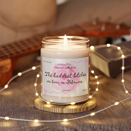 February birthday gift,  Soy Candle, gift for her, floral design,  home fragrance Printify